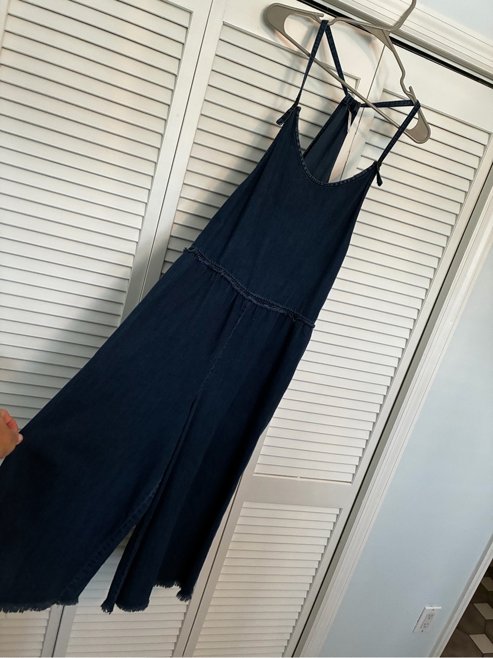 Free People Dark Indigo Denim Overalls Jumpsuit